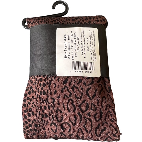 B.Ella Luxury Italian Tights Microfiber Footless Leopard Espresso Size Small - Picture 2 of 4